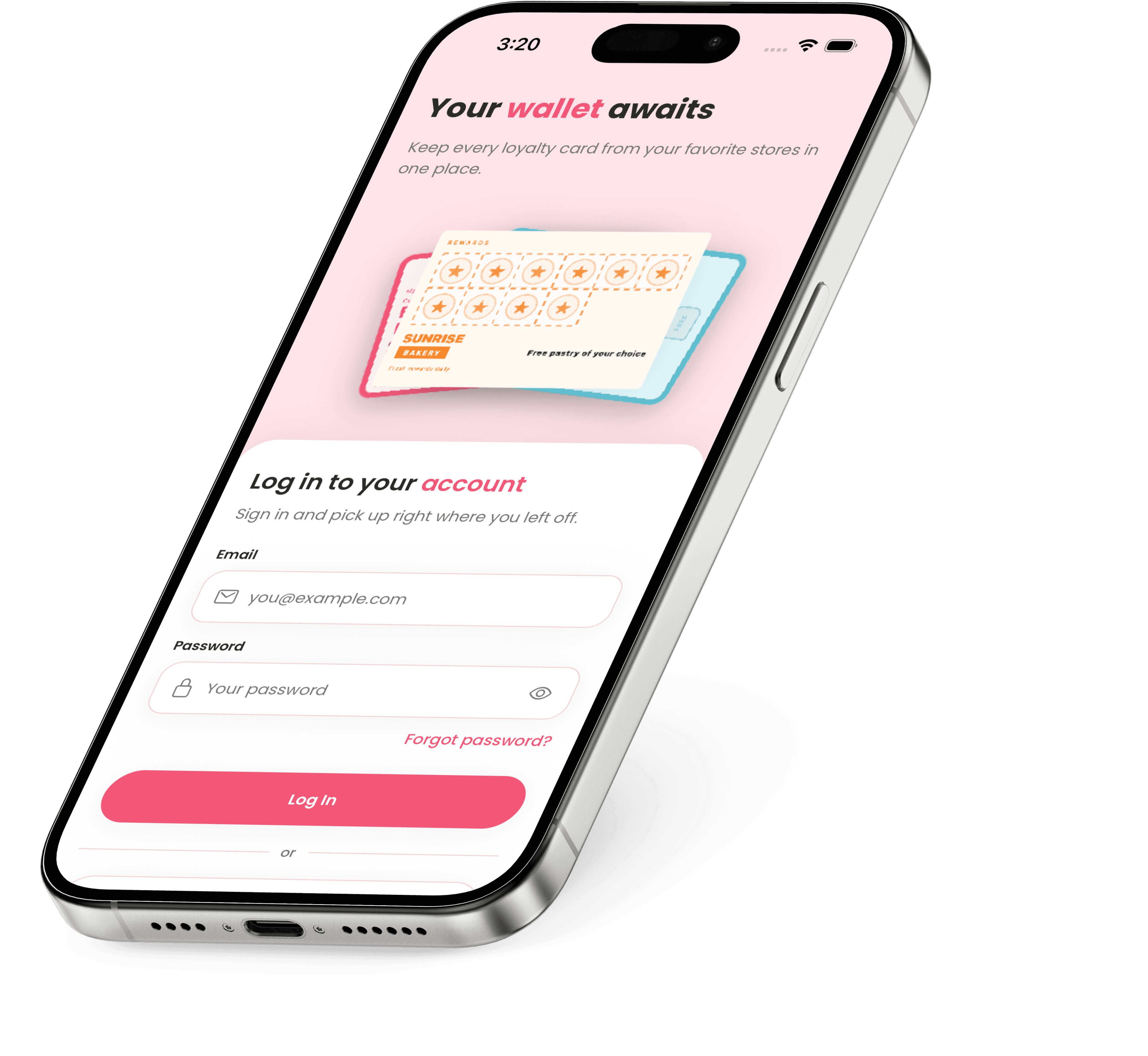 Naro loyalty platform app showing digital loyalty cards and customer rewards wallet on iPhone